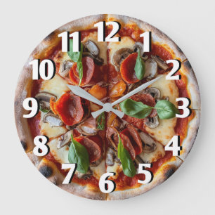 Italienska Pizzeria Pizza Kitchen eller Restaurang Stor Klocka