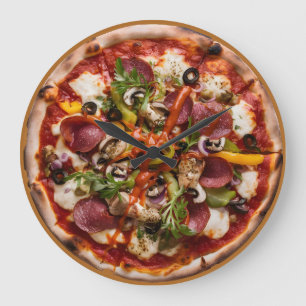 Italienska Pizzeria Pizza Kitchen eller Restaurang Stor Klocka