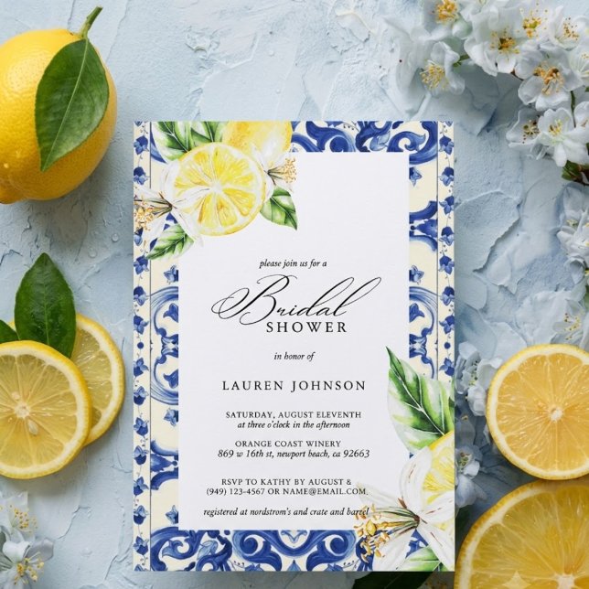 Italienska plattor | Lemon Theme Sommar Bröllopsdu Inbjudningar (Skapare uppladdad)