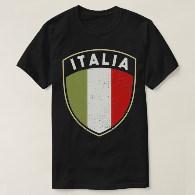 Italienska Pridet Italia Flagga Shield T Shirt (Design framsida)