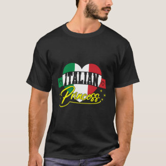 Italienska Princess Italien Italia Flagga Heart T Shirt