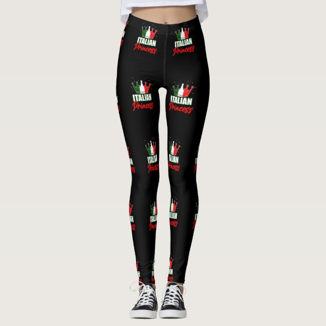 Italienska prinsessan Italien Flagga Krona Leggings (Framsida)