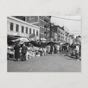 Italienska Pushcart Market, Bronx: 1940 Vykort