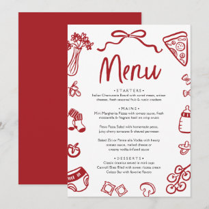 Italienska Red Hand plockade Pizza Baby Shower Men Inbjudningar
