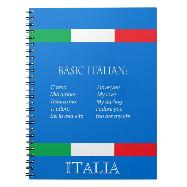 Italienska resor, baskiska, italienska språket azu anteckningsbok (Framsidan)