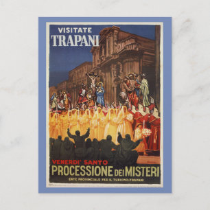 Italienska resor Christian Påsk procession Trapani Helg Vykort