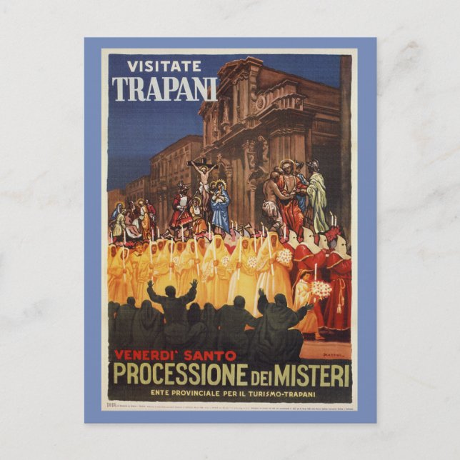 Italienska resor Christian Påsk procession Trapani Helg Vykort (Framsida)