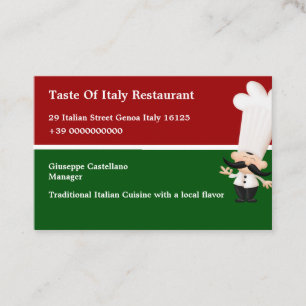 Italienska restaurangen Stil Visitkort