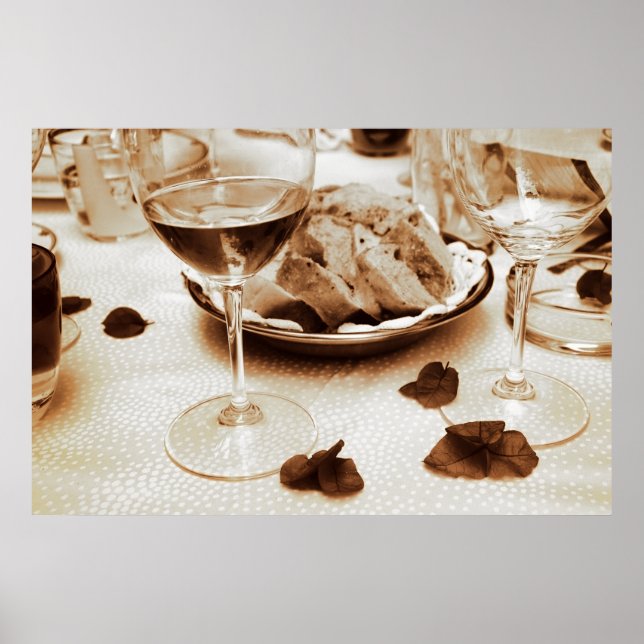 Italienska restauranger: Bread, Vin, Bougainvillea Poster (Framsidan)