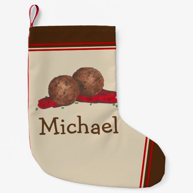 Italienska restauranger Food Meatballons Marinara  Liten Julstrumpa (Framsidan)