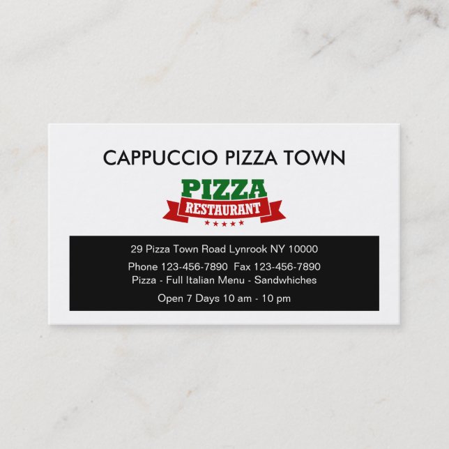 Italienska restauranger Pizza BusinessCard Visitkort (Framsida)