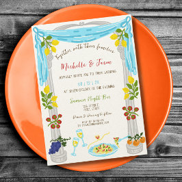 Italienska Retro Whimsical Roligt Hand plockade Le Inbjudningar