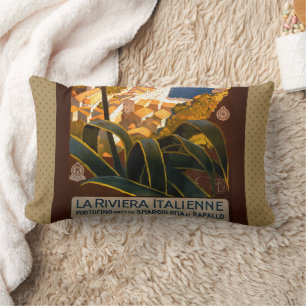 Italienska Riviera Europe Italien Travel Poster Lumbarkudde