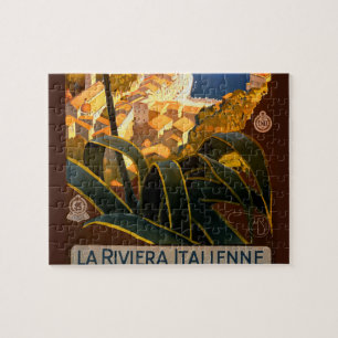 Italienska Riviera Europe Italien Travel Poster Pussel