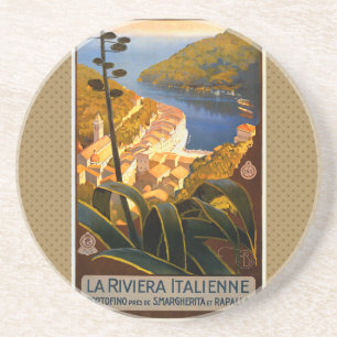 Italienska Riviera Europe Italien Travel Poster Underlägg Sandsten