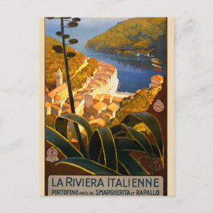 Italienska Riviera Europe Italien Travel Poster Vykort