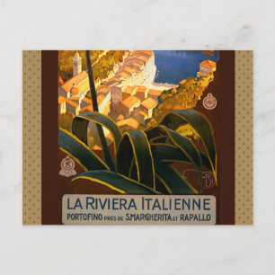 Italienska Riviera Europe Italien Travel Poster Vykort