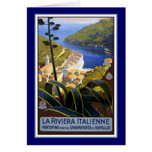 Italienska Riviera Travel Poster Hälsningskort