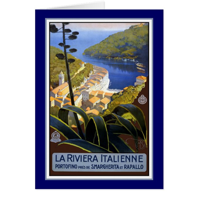Italienska Riviera Travel Poster Hälsningskort (Framsidan)