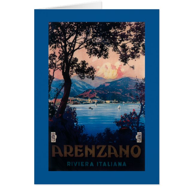 Italienska Riviera Travel Poster Hälsningskort (Framsidan)