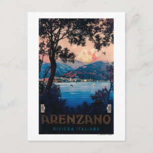 Italienska Riviera Travel Poster Vykort