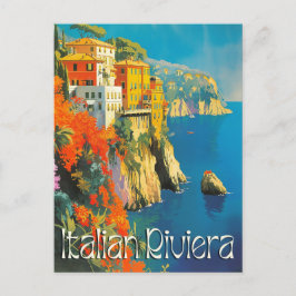 Italienska Rivieran Retro Resa  Vykort