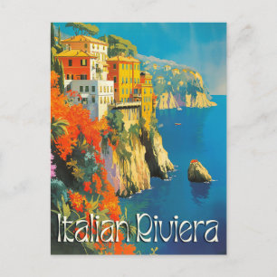 Italienska Rivieran Retro Resa Vykort