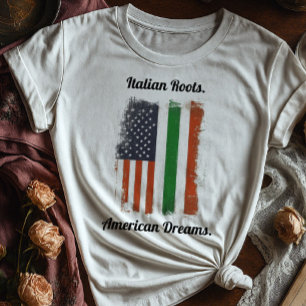 Italienska roots American Dreams Shirt   Två Flagg T