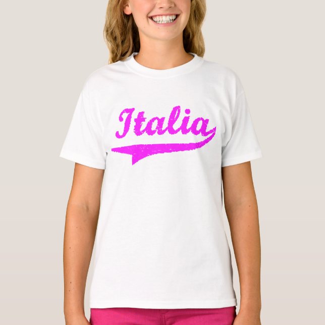 Italienska Rosa Girls (Black Ringer) Tee Shirt (Framsida)