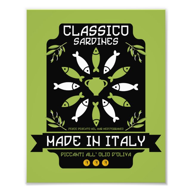 Italienska sarine Art Print Kitchen Gift Fototryck (Framsidan)