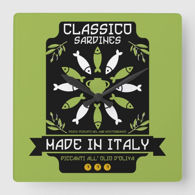 Italienska sarine Art Print Kitchen Gift Fyrkantig Klocka (Framsida)