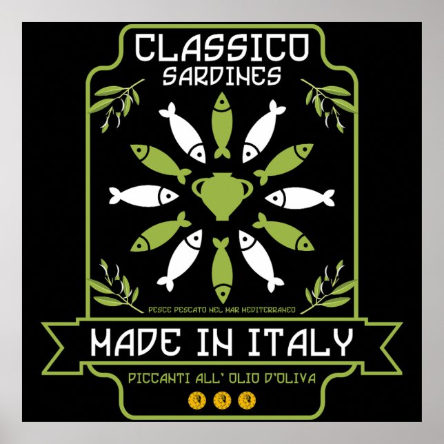 Italienska sarine Art Print Kitchen Gift Poster (Framsidan)