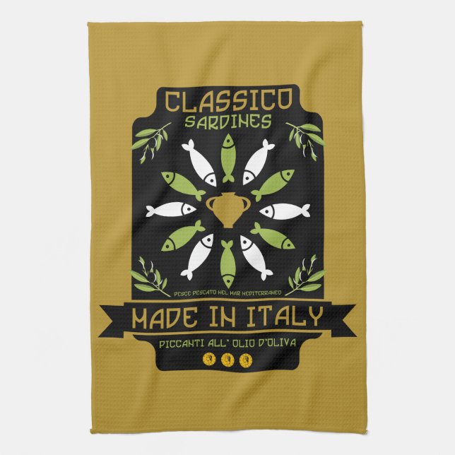 Italienska sarines Art Print Kitchen Gift Kökshandduk (Vertikal)