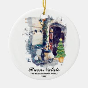 *~* Italienska Scooter Buon Natale Photo jul Julgransprydnad Keramik