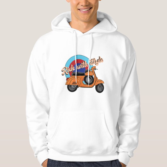 Italienska Scooter Hoodie | Vintage Stil Ride (Framsida)