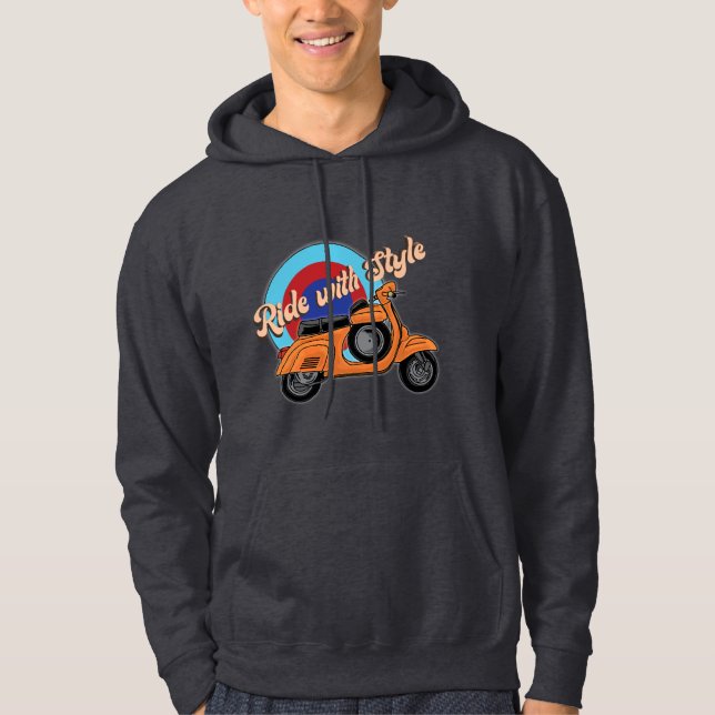 Italienska Scooter Hoodie | Vintage Stil Ride (Framsida)