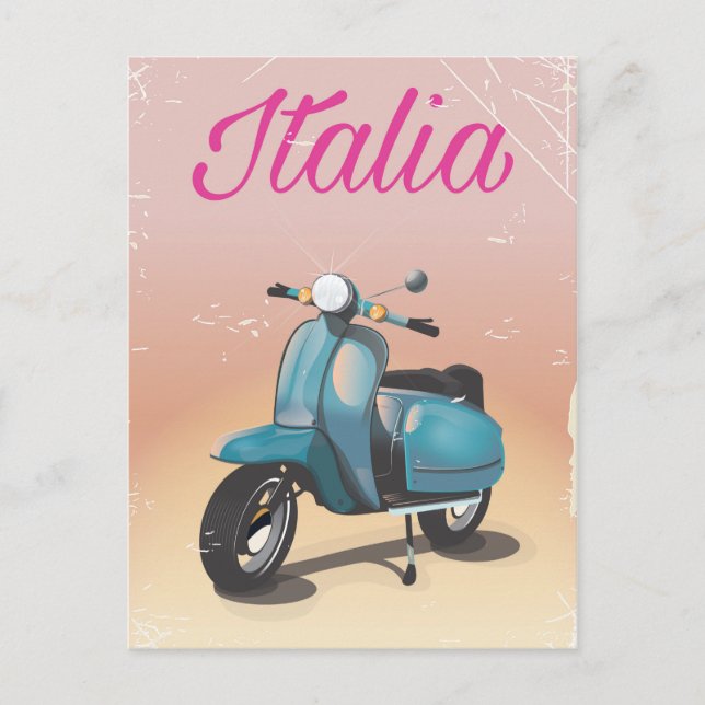 Italienska Scooter-reseaffisch Vykort (Framsida)