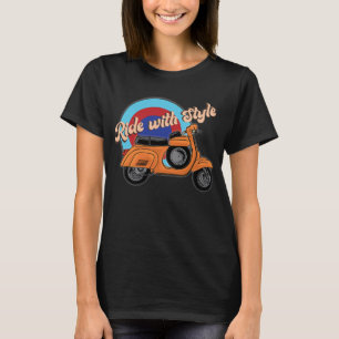 Italienska Scooter Shirt Vintage Stil Ride T