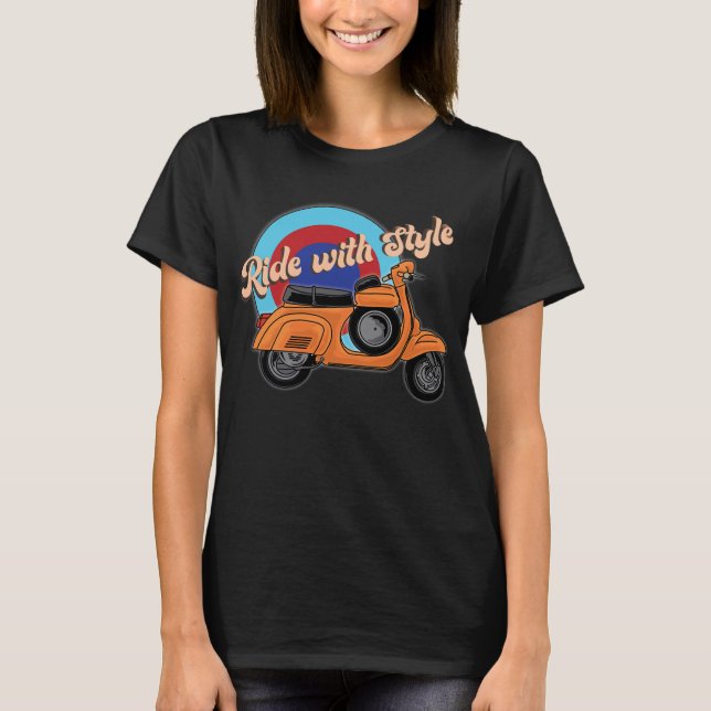 Italienska Scooter Shirt | Vintage Stil Ride T Shirt (Framsida)
