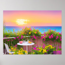 Italienska Seaside Patio Garden Poster