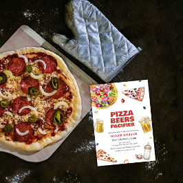 Italienska segmentpizza Beer Nappar Baby Shower Inbjudningar