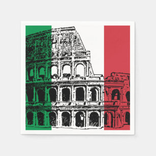 Italienska servetter med avbildar av flagga