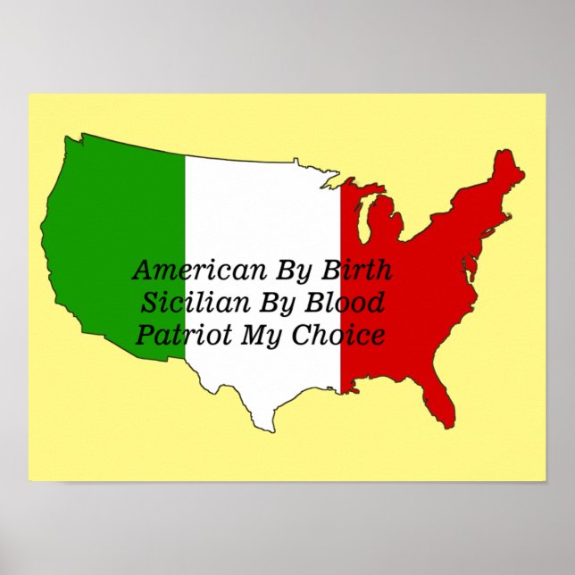 Italienska, sicilianska, patriot USA Karta Poster (Framsidan)