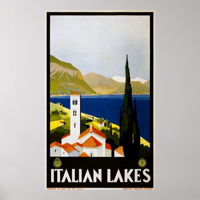 Italienska Sjöar vintage resor poster (Framsidan)