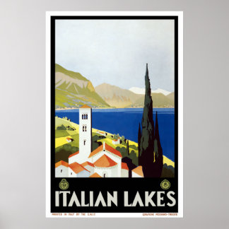 "Italienska Sjöar" Vintage resor Poster