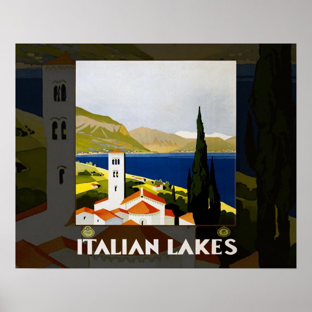 Italienska Sjöar Vintage resor Poster konst (Framsidan)