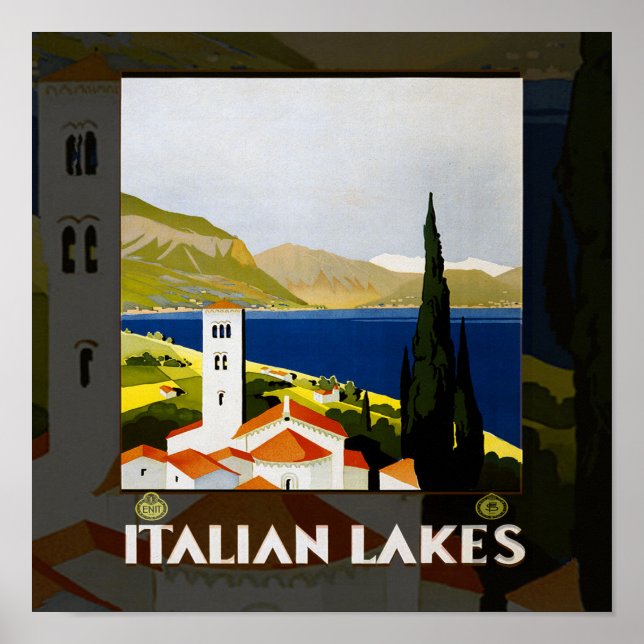 Italienska Sjöar Vintage resor Poster konst (Framsidan)