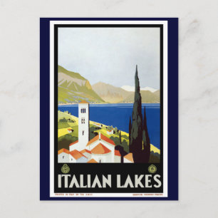 "Italienska Sjöar" Vintage resor Poster Vykort