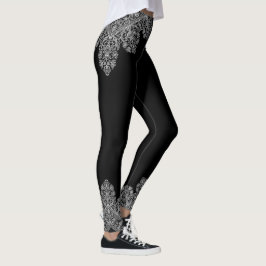 Italienska Snöre-Mönster Vita (lyxiska) vid Svarta Leggings