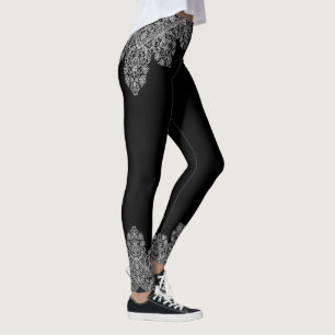 Italienska Snöre-Mönster Vita (lyxiska) vid Svarta Leggings